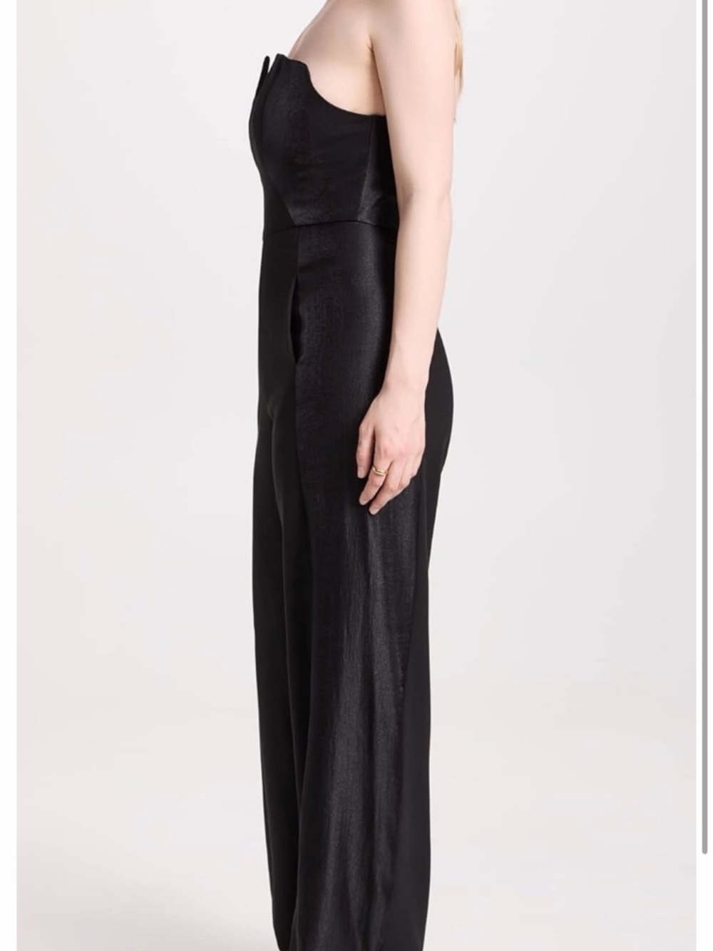 Black Halo Black Square-Neck Wide-Leg Jumpsuit with Structured Bodice - Picture 14 of 16